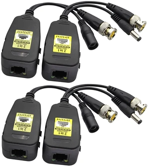Passive Video Balun RJ45 to BNC Transceiver Transmitter HD-CVI/TVI/AHD/CVBS with DC Power Connector for 960P 1080P 3MP 4MP 5MP 8MP CCTV Security DVR Surveillance Camera System(18 cm-2Pairs) Passive Video Balun RJ45 to BNC Transceiver Transmitter HD-CVI/TVI/AHD/CVBS with DC Power Connector for 960P 1080P 3MP 4MP 5MP 8MP CCTV Security DVR Surveillance Camera System(18 cm-2Pairs)