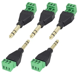 (1/4" TRS Audio Screw Terminal Block Adapter, 6.35mm Male to 3 Pin/Way Female Bolt Screw Terminals Jack,6.35 mm DIY Audio Solderless Connector for Electric Bass,Amplifier/Amp,etc(5 Pack) (1/4" TRS Audio Screw Terminal Block Adapter, 6.35mm Male to 3 Pin/Way Female Bolt Screw Terminals Jack,6.35 mm DIY Audio Solderless Connector for Electric Bass,Amplifier/Amp,etc(5 Pack)