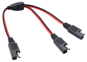 30cm SAE Y Splitter Adapter Cable - 1 to 2 DC Power Automotive Extension Cable with 2 Pin Quick Connect Disconnect Plug SAE Connector 18AwG Wire for Solar Panel Charging (Red Black) 30cm SAE Y Splitter Adapter Cable - 1 to 2 DC Power Automotive Extension Cable with 2 Pin Quick Connect Disconnect Plug SAE Connector 18AwG Wire for Solar Panel Charging (Red Black)