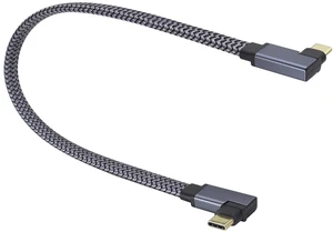 Flat Short Right Angle USB 3.1 Type C Male to Left Angle USB Type C 3.1 Male 4K@60Hz Extension Braided Cable Supports Charging,Data,Audio,Video Cable for Laptop&Tablet&Mobile Phone.(0.3M-M/M) Flat Short Right Angle USB 3.1 Type C Male to Left Angle USB Type C 3.1 Male 4K@60Hz Extension Braided Cable Supports Charging,Data,Audio,Video Cable for Laptop&Tablet&Mobile Phone.(0.3M-M/M)