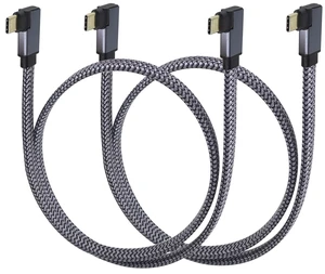 2Pack Right&Left Angle USB Type C 3.1 Flat Braided Cable,60W 3A 90 Degree Tpye C USB 3.1 Gen2 Male Fast Charging,Data,Audio,Video Cable for MacBook,Phone &More Type-C Devices(0.6M-M/M) 2Pack Right&Left Angle USB Type C 3.1 Flat Braided Cable,60W 3A 90 Degree Tpye C USB 3.1 Gen2 Male Fast Charging,Data,Audio,Video Cable for MacBook,Phone &More Type-C Devices(0.6M-M/M)