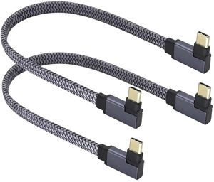 2Pack Right&Left Angled 3.1 USB C to USB C Flat Short Cable,90 Degree 10Gbps Tpye C USB 3.1 Gen2 Male to Male Charging,Data,Audio,Video Cord for Tablet,Phone and More Type-C Devices(0.3M-M/M) 2Pack Right&Left Angled 3.1 USB C to USB C Flat Short Cable,90 Degree 10Gbps Tpye C USB 3.1 Gen2 Male to Male Charging,Data,Audio,Video Cord for Tablet,Phone and More Type-C Devices(0.3M-M/M)