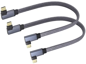 2Pack Right Angled USB 3.1 Type c to Type C 10Gbps Connector Cable 60W&3A 90 Degree Left Angle Type C 3.1 USB Male Fast Charging 4K Display Short Flat Cable for Laptop&Mobile Phone.(0.3M-M/M) 2Pack Right Angled USB 3.1 Type c to Type C 10Gbps Connector Cable 60W&3A 90 Degree Left Angle Type C 3.1 USB Male Fast Charging 4K Display Short Flat Cable for Laptop&Mobile Phone.(0.3M-M/M)