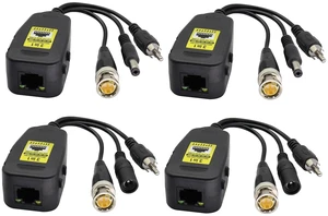 Passive Video/Audio Power Balun RJ45 to BNC Network Transceiver HD-CVI/TVI/AHD/CVBS with DC Jack for 720-1080P 3MP 4MP 5MP 8MP Full HD CCTV Security DVR Surveillance Camera System(19cm/2Pairs) Passive Video/Audio Power Balun RJ45 to BNC Network Transceiver HD-CVI/TVI/AHD/CVBS with DC Jack for 720-1080P 3MP 4MP 5MP 8MP Full HD CCTV Security DVR Surveillance Camera System(19cm/2Pairs)