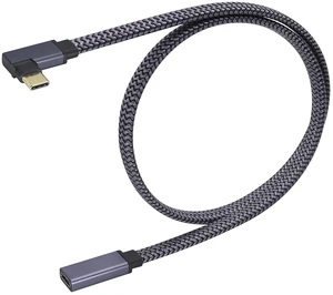Flat 90 Degree Type C USB 3.1 Fast Charging Cable Right & Left Angle 3.1Type C Male to Female 4K@60Hz Extension Cable Compatible for Samsung iPad Pro Air MacBook&More Type-C Devices(0.6M-M/F) Flat 90 Degree Type C USB 3.1 Fast Charging Cable Right & Left Angle 3.1Type C Male to Female 4K@60Hz Extension Cable Compatible for Samsung iPad Pro Air MacBook&More Type-C Devices(0.6M-M/F)