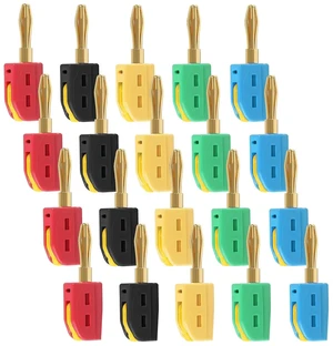 20PCS 4mm Banana Plug High Current Quick Connect 32A Gold-Plated Banana Connector for Speaker Wire, Wall Plate, Home Theater, Audio/Video Receiver and Sound Systems(20PCS 5color) 20PCS 4mm Banana Plug High Current Quick Connect 32A Gold-Plated Banana Connector for Speaker Wire, Wall Plate, Home Theater, Audio/Video Receiver and Sound Systems(20PCS 5color)