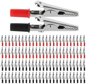 100PCS Metal Alligator Clips Electrical Test Clamps with Plastic Hands Kit Alligator Clip Spring Clamps Red and Black or Laboratory Electric Testing (50Red, 50Black) 100PCS Metal Alligator Clips Electrical Test Clamps with Plastic Hands Kit Alligator Clip Spring Clamps Red and Black or Laboratory Electric Testing (50Red, 50Black)