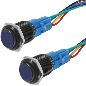 2PACK Horn Button Switch 12 Volt Momentary Push Button Switch 12V Horn Switch Speaker LED Stainless Steel 16mm Metal Switch for Car Modification -Blue 2PACK Horn Button Switch 12 Volt Momentary Push Button Switch 12V Horn Switch Speaker LED Stainless Steel 16mm Metal Switch for Car Modification -Blue