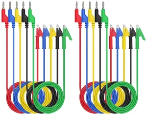 10PCS Multimeter Banana Plug to Crocodile Alligator Clip Test Probe, 4mm, 1000V/15A, 3.3ft/1m, Multicolor 10PCS Multimeter Banana Plug to Crocodile Alligator Clip Test Probe, 4mm, 1000V/15A, 3.3ft/1m, Multicolor