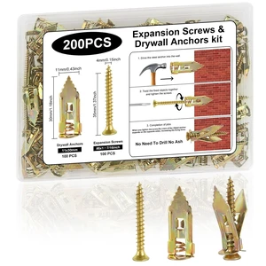 200 Pcs Self Drilling Drywall Anchors with Screws Kit,100PCS Sheetrock Anchors (0.47X1.18inch) and 100 PCS Screws for TV, Shelf, Decor, Picture Frame Wall Mounting 200 Pcs Self Drilling Drywall Anchors with Screws Kit,100PCS Sheetrock Anchors (0.47X1.18inch) and 100 PCS Screws for TV, Shelf, Decor, Picture Frame Wall Mounting