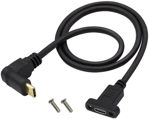 90 Degree 3.1Type C Cable 4K&60hz Up&Down Angle USB 3.1 Type C Male to Female Panel Mount Cable,Supports Charging,Data,Audio,Video Cable Compatible Samsung S10 S9 S9+ S8,MacBook(0.6M/2ft) 90 Degree 3.1Type C Cable 4K&60hz Up&Down Angle USB 3.1 Type C Male to Female Panel Mount Cable,Supports Charging,Data,Audio,Video Cable Compatible Samsung S10 S9 S9+ S8,MacBook(0.6M/2ft)