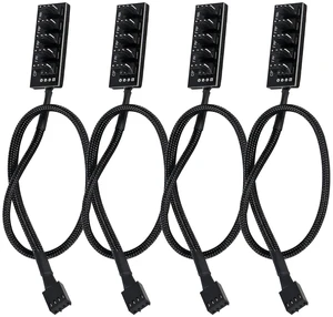 4-Pack PWM Fan Hub, 1 to 5 Way Splitter PC Motherboard Case Power Extension Cable for ATX Computer 4-Pin and 3-Pin Cooling Fans 4-Pack PWM Fan Hub, 1 to 5 Way Splitter PC Motherboard Case Power Extension Cable for ATX Computer 4-Pin and 3-Pin Cooling Fans