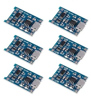 6PCS TP4056 Micro USB Charging Module 5V 1A 18650 Lithium Battery Charging Board Power Charger Board Module with Protection Charger Module (Micro USB) 6PCS TP4056 Micro USB Charging Module 5V 1A 18650 Lithium Battery Charging Board Power Charger Board Module with Protection Charger Module (Micro USB)