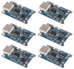 6PCS TP4056 Type-C USB Charging Module 5V 1A 18650 Lithium Battery Charging Board Power Charger Board with Protection 6PCS TP4056 Type-C USB Charging Module 5V 1A 18650 Lithium Battery Charging Board Power Charger Board with Protection