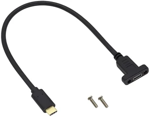 USB Type C 3.1Panel Mount Adapter Cable USB-C 3.1 Gen2 10Gbps Male to USB C Female Panel Mount Screw Cable,Supports Charging,Data,Audio,Video Cable for Laptop,Tablet,Mobile Phone (0.3M/1ft) USB Type C 3.1Panel Mount Adapter Cable USB-C 3.1 Gen2 10Gbps Male to USB C Female Panel Mount Screw Cable,Supports Charging,Data,Audio,Video Cable for Laptop,Tablet,Mobile Phone (0.3M/1ft)