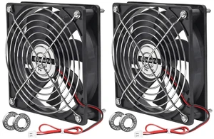 2PACK 12025 Dual Ball Bearings 120mm x 120mm x 25mm 5 inch 12V 2-PIN Brushless DC Cooling Exhaust Fan with Fan Grill/Guard for Cooling PC Computer Case CPU Coolers Radiators Desktop 2PACK 12025 Dual Ball Bearings 120mm x 120mm x 25mm 5 inch 12V 2-PIN Brushless DC Cooling Exhaust Fan with Fan Grill/Guard for Cooling PC Computer Case CPU Coolers Radiators Desktop