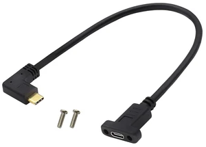 Right&Left Angled 3.1Type C Cable Gen 2 (3A) 90 Degree USB 3.1 Type C Male to Female Panel Mount Screw Cable,Supports Charging,Data,Audio,Video Cable for Laptop,Tablet,Mobile Phone(0.3M/1ft) Right&Left Angled 3.1Type C Cable Gen 2 (3A) 90 Degree USB 3.1 Type C Male to Female Panel Mount Screw Cable,Supports Charging,Data,Audio,Video Cable for Laptop,Tablet,Mobile Phone(0.3M/1ft)