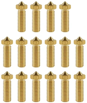16PCS 3D Brass Volcano Nozzle M6 Thread Nozzles 0.2mm,0.3mm,0.4mm,0.5mm,0.6mm,0.8mm,1.0mm M6 Printed Head for 1.75mm Filament 3D Printer Parts Volcano Heater Block J-Head Hotend Extruder 16PCS 3D Brass Volcano Nozzle M6 Thread Nozzles 0.2mm,0.3mm,0.4mm,0.5mm,0.6mm,0.8mm,1.0mm M6 Printed Head for 1.75mm Filament 3D Printer Parts Volcano Heater Block J-Head Hotend Extruder