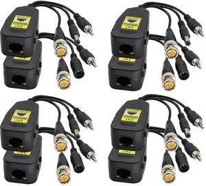 BNC to RJ45 Transmitter Transceiver DC Power Passive Audio Video Balun HD-CVI/TVI/AHD/CVBS with DC Jack for 720P-1080P 3MP 4MP 5MP 8MP CCTV Security DVR Surveillance Camera System(19cm/4Pairs) BNC to RJ45 Transmitter Transceiver DC Power Passive Audio Video Balun HD-CVI/TVI/AHD/CVBS with DC Jack for 720P-1080P 3MP 4MP 5MP 8MP CCTV Security DVR Surveillance Camera System(19cm/4Pairs)