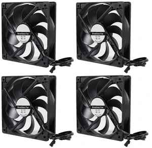 4-Pack 120mm 120x120x25mm 12V Black Computer Case Fans High Performance Cooling Low Noise 3-Pin 1400 RPM Quiet Long for Computer PC Case CPU Cooler Radiator Cooling Fan 4-Pack 120mm 120x120x25mm 12V Black Computer Case Fans High Performance Cooling Low Noise 3-Pin 1400 RPM Quiet Long for Computer PC Case CPU Cooler Radiator Cooling Fan