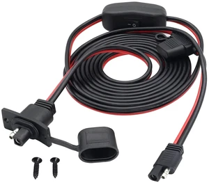 SAE Extension Cable Wire Harness 12V-24V DC SAE Power Outlet Sidewall Port Adapter,12AWG Weatherproof SAE Quick Connect Solar Flush Panel Mount Charging Cable with Fuse,Switch&Screw.(3m/10ft) SAE Extension Cable Wire Harness 12V-24V DC SAE Power Outlet Sidewall Port Adapter,12AWG Weatherproof SAE Quick Connect Solar Flush Panel Mount Charging Cable with Fuse,Switch&Screw.(3m/10ft)