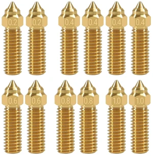 12PCS Brass 3D Printer K1 Nozzle Kit 0.2mm,0.4mm, 0.6mm, 0.8mm, 1.0mm for CR-M4 3D Printer K1, K1 MAX 12PCS Brass 3D Printer K1 Nozzle Kit 0.2mm,0.4mm, 0.6mm, 0.8mm, 1.0mm for CR-M4 3D Printer K1, K1 MAX