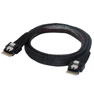 PCI-E Slimline SAS 4.0 SFF-8654 4i 38pin Host to SFF-8654 Slim SAS Target Cable 50cm PCI-E Slimline SAS 4.0 SFF-8654 4i 38pin Host to SFF-8654 Slim SAS Target Cable 50cm