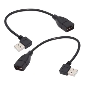 2pcs/Set Type USB 2.0 Type-A Male Left & Right Angled to USB Female 90 Degree Type Extension Cable 20cm 2pcs/Set Type USB 2.0 Type-A Male Left & Right Angled to USB Female 90 Degree Type Extension Cable 20cm