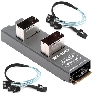M-Key NVMe NGFF 2280 to Dual SFF8087 8Port SATA 3.0 6Gbps Storage Expansion Adapter Card with Two Cables M-Key NVMe NGFF 2280 to Dual SFF8087 8Port SATA 3.0 6Gbps Storage Expansion Adapter Card with Two Cables