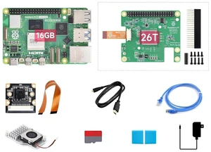 PI5-16GB AI Kit, Compatible with Raspberry Pi 5, Bundle with Raspberry Pi 5 16GB, Raspberry Pi AI HAT+ 26T, PI5-IMX219-77 Camera, Cooler, 64GB TF Card, Cable and so on (9 Items) PI5-16GB AI Kit, Compatible with Raspberry Pi 5, Bundle with Raspberry Pi 5 16GB, Raspberry Pi AI HAT+ 26T, PI5-IMX219-77 Camera, Cooler, 64GB TF Card, Cable and so on (9 Items)