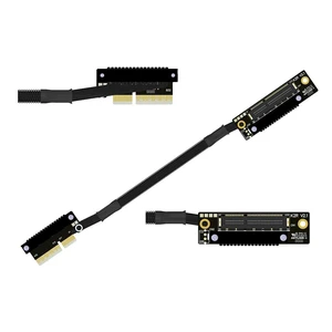 K22U PCIe 5.0 x4 Extension Cable Dual Reverse Side-Angled, Gen5 128Gbps High-Speed for Network Card SSD USB Card (30CM,K22UR-LL) K22U PCIe 5.0 x4 Extension Cable Dual Reverse Side-Angled, Gen5 128Gbps High-Speed for Network Card SSD USB Card (30CM,K22UR-LL)