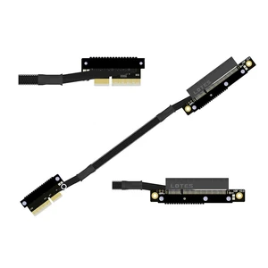 K28 Dual Reverse PCIe 5.0 x4 to x8 High-Speed Riser Cable, Gen5 128Gbps Side-Angled Black for Network Card SSD Capture Card (30CM,K28UF-LL) K28 Dual Reverse PCIe 5.0 x4 to x8 High-Speed Riser Cable, Gen5 128Gbps Side-Angled Black for Network Card SSD Capture Card (30CM,K28UF-LL)