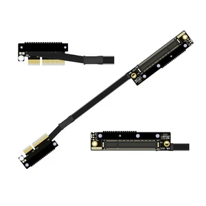 K28 Dual Reverse PCIe 5.0 x4 to x8 High-Speed Riser Cable, Gen5 128Gbps Side-Angled Black for Network Card SSD Capture Card (30CM,K28UL-RR) K28 Dual Reverse PCIe 5.0 x4 to x8 High-Speed Riser Cable, Gen5 128Gbps Side-Angled Black for Network Card SSD Capture Card (30CM,K28UL-RR)