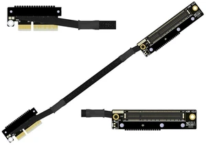 K28 Dual Reverse PCIe 5.0 x4 to x8 High-Speed Riser Cable, Gen5 128Gbps Side-Angled Black for Network Card SSD Capture Card (30CM,K28UR-TR) K28 Dual Reverse PCIe 5.0 x4 to x8 High-Speed Riser Cable, Gen5 128Gbps Side-Angled Black for Network Card SSD Capture Card (30CM,K28UR-TR)