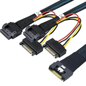 PCIe Slimline Full Coverage Anti-Twist SFF-8654 8i to 2X Gen-Z 1C Breakout Cable with Screw Hole Mounting for Server, Storage (80cm) PCIe Slimline Full Coverage Anti-Twist SFF-8654 8i to 2X Gen-Z 1C Breakout Cable with Screw Hole Mounting for Server, Storage (80cm)