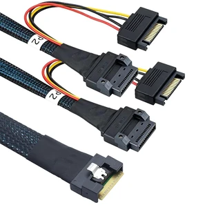 PCIe Slimline Full Coverage Anti-Twist SFF-8654 8i to 2X Gen-Z 1C Breakout Cable with Screw Hole Mounting for Server, Storage (50cm) PCIe Slimline Full Coverage Anti-Twist SFF-8654 8i to 2X Gen-Z 1C Breakout Cable with Screw Hole Mounting for Server, Storage (50cm)