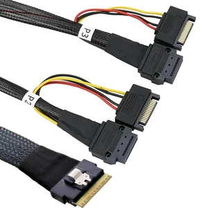 PCIe Slimline ABS Case SFF-8654 8i 8X to 2X GenZ 1C Breakout Cable with Screw Hole Mounting for Server, Storage (80cm) PCIe Slimline ABS Case SFF-8654 8i 8X to 2X GenZ 1C Breakout Cable with Screw Hole Mounting for Server, Storage (80cm)