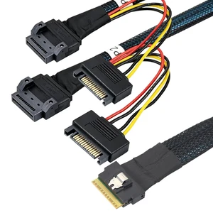PCIe Slimline ABS Case SFF-8654 8i 8X to 2X GenZ 1C Breakout Cable with Screw Hole Mounting for Server, Storage (50cm) PCIe Slimline ABS Case SFF-8654 8i 8X to 2X GenZ 1C Breakout Cable with Screw Hole Mounting for Server, Storage (50cm)