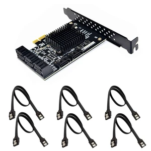 8 Ports SATA 3.0 to PCIe Expansion Card Adapter Converter with 6 SATA Cables Low Profile Bracket Boot As System Disk for Marvell 88SE9215 Chip with Heat Sink HDD (6*Black Straight Cable) 8 Ports SATA 3.0 to PCIe Expansion Card Adapter Converter with 6 SATA Cables Low Profile Bracket Boot As System Disk for Marvell 88SE9215 Chip with Heat Sink HDD (6*Black Straight Cable)