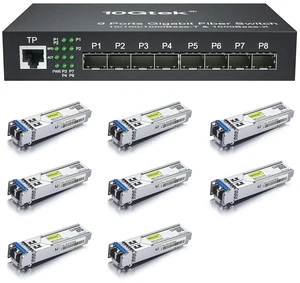 9-Port Gigabit Ethernet Switch with 8X 1000Base-LX Modules Included, SMF Dual LC Fiber to Ethernet RJ45 Converter for 10/100/1000Base-Tx to 1000Base-LX, Unmanaged, UL Certified 9-Port Gigabit Ethernet Switch with 8X 1000Base-LX Modules Included, SMF Dual LC Fiber to Ethernet RJ45 Converter for 10/100/1000Base-Tx to 1000Base-LX, Unmanaged, UL Certified