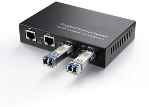 Gigabit Ethernet Media Converter, Singlemode Dual LC, 1.25Gb/s 2X 10/100/1000Base-T RJ45 Networks Ethernet to 2X 1000Base-X SFP Fiber Converter with 2X Gigabit SFP 1000Base-LX Transceiver Gigabit Ethernet Media Converter, Singlemode Dual LC, 1.25Gb/s 2X 10/100/1000Base-T RJ45 Networks Ethernet to 2X 1000Base-X SFP Fiber Converter with 2X Gigabit SFP 1000Base-LX Transceiver
