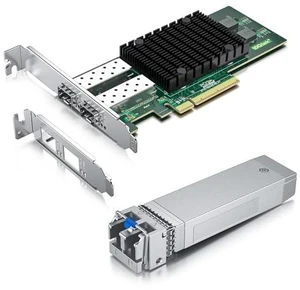 1 Pack of 10GBase-LR SFP+ Transceiver,Compatible with Intel E10GSFPLR and 1 Pack of 10Gb PCI-E NIC Network Card, Dual SFP+ Port 1 Pack of 10GBase-LR SFP+ Transceiver,Compatible with Intel E10GSFPLR and 1 Pack of 10Gb PCI-E NIC Network Card, Dual SFP+ Port