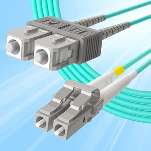 Fiber Patch Cable - LC to SC OM3 10Gb/Gigabit Multi-Mode Jumper Duplex 50/125m LSZH Fiber Optic Cord, Aqua, 8-Meter(26.2ft) Fiber Patch Cable - LC to SC OM3 10Gb/Gigabit Multi-Mode Jumper Duplex 50/125m LSZH Fiber Optic Cord, Aqua, 8-Meter(26.2ft)