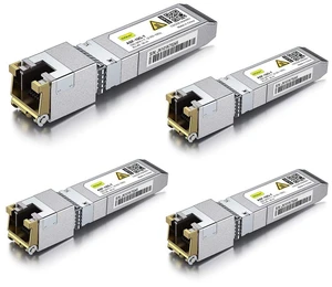 10Gb SFP+ to RJ45 Transceiver, 10Gbase-T Ethernet Module Support 10G/5G/2.5G, up to 30 meters, Compatible with Cisco, Ubiquiti, Meraki, MikroTik, Supermicro and more (Model: RTL8261), Pack of 4 10Gb SFP+ to RJ45 Transceiver, 10Gbase-T Ethernet Module Support 10G/5G/2.5G, up to 30 meters, Compatible with Cisco, Ubiquiti, Meraki, MikroTik, Supermicro and more (Model: RTL8261), Pack of 4