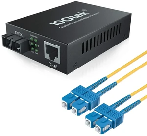 1 Pack of 1M OS2 SC to SC Fiber Patch Cable and 1 Pack of Gigabit Ethernet Media Converter, Dual SC Fiber Connector 1 Pack of 1M OS2 SC to SC Fiber Patch Cable and 1 Pack of Gigabit Ethernet Media Converter, Dual SC Fiber Connector