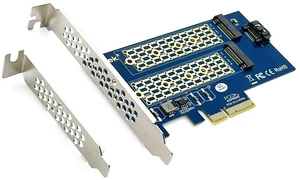 2-Port M.2 NVMe PCIe 3.0 x4 Adapter Card, Supports M-Key & B-Key SSDs, Dual SSD Enclosure for Desktop PC 2-Port M.2 NVMe PCIe 3.0 x4 Adapter Card, Supports M-Key & B-Key SSDs, Dual SSD Enclosure for Desktop PC