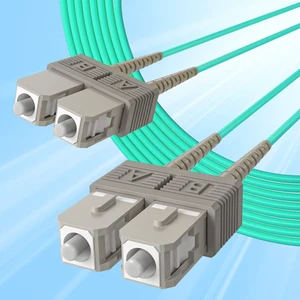 Fiber Patch Cable - SC to SC OM3 10Gb/Gigabit Multi-Mode Jumper Duplex 50/125m LSZH Fiber Optic Cord, Aqua, 1-Meter(3.3ft)