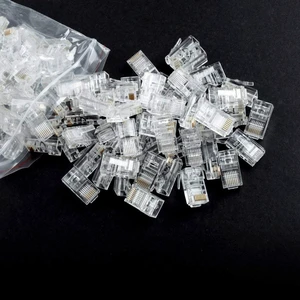 CAT5E RJ-45 UTP Connectors, RJ-45 Crimp Ends 8P8C Network Modular Plugs with Flexible Latch, 100-Pack CAT5E RJ-45 UTP Connectors, RJ-45 Crimp Ends 8P8C Network Modular Plugs with Flexible Latch, 100-Pack