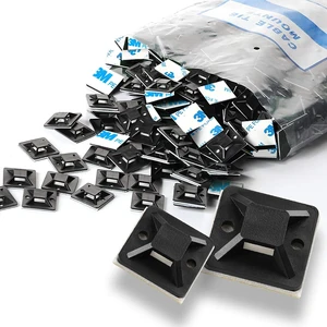 Self Adhesive Cable Tie Mounts - 3M Strongly Adhesive-Backed Zip Tie Base Holders for Home, Office Cable Wire Management(19.5mm x 19.5mm, Black, 100pack) Self Adhesive Cable Tie Mounts - 3M Strongly Adhesive-Backed Zip Tie Base Holders for Home, Office Cable Wire Management(19.5mm x 19.5mm, Black, 100pack)