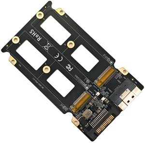 Gen4 SFF-8654 8i to (2X) M.2 Adapter, for NVMe SSD, Requires Motherboard BIOS Support for Bifurcation Gen4 SFF-8654 8i to (2X) M.2 Adapter, for NVMe SSD, Requires Motherboard BIOS Support for Bifurcation